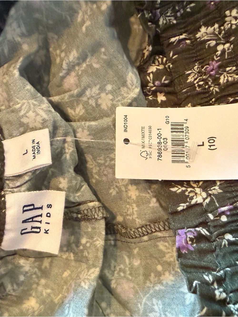 GAP Olive Mini Skort with White and Purple Floral Print